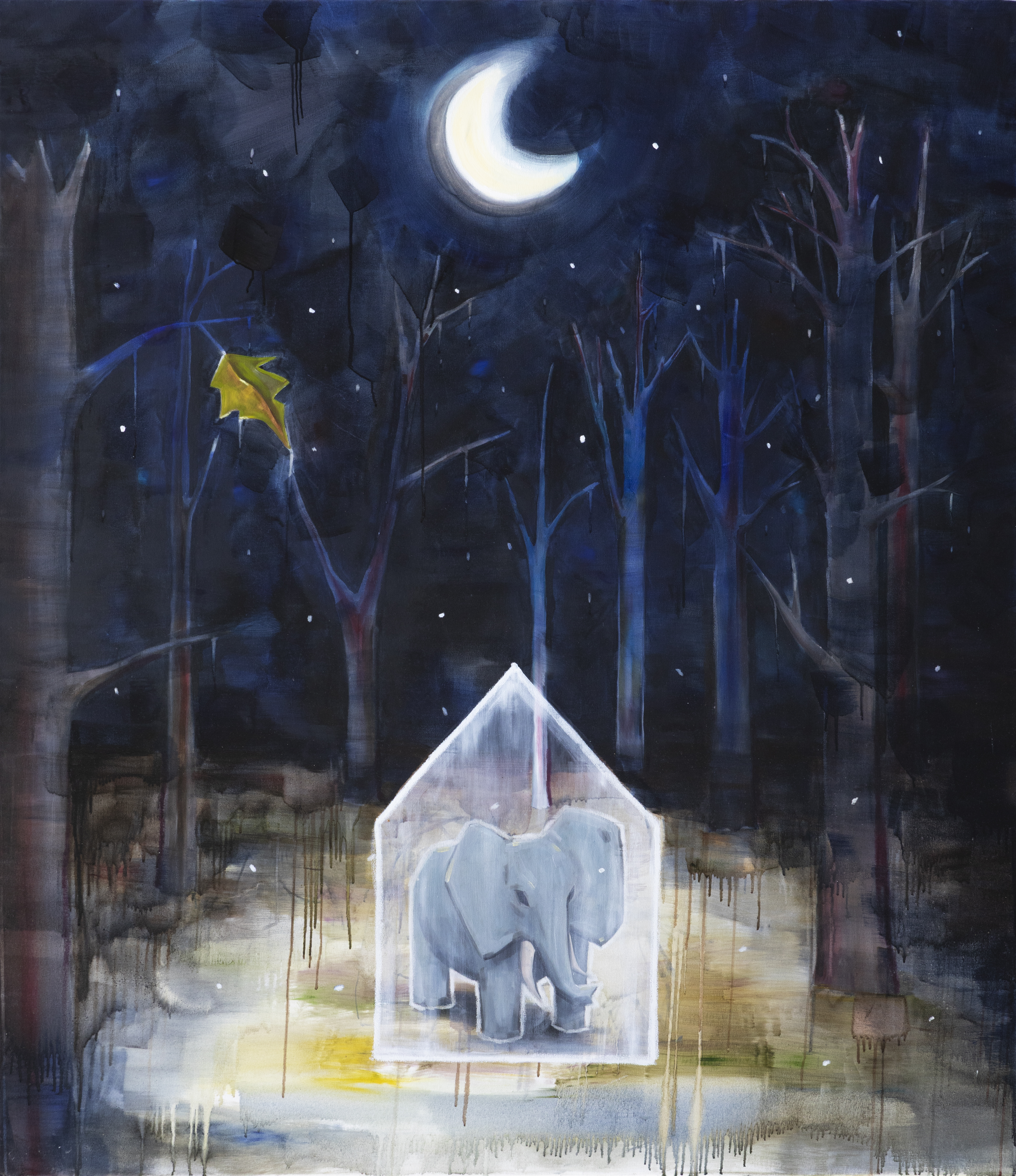 Ein Frühlingsblatt in der Winternacht I 24 I 63x74cm